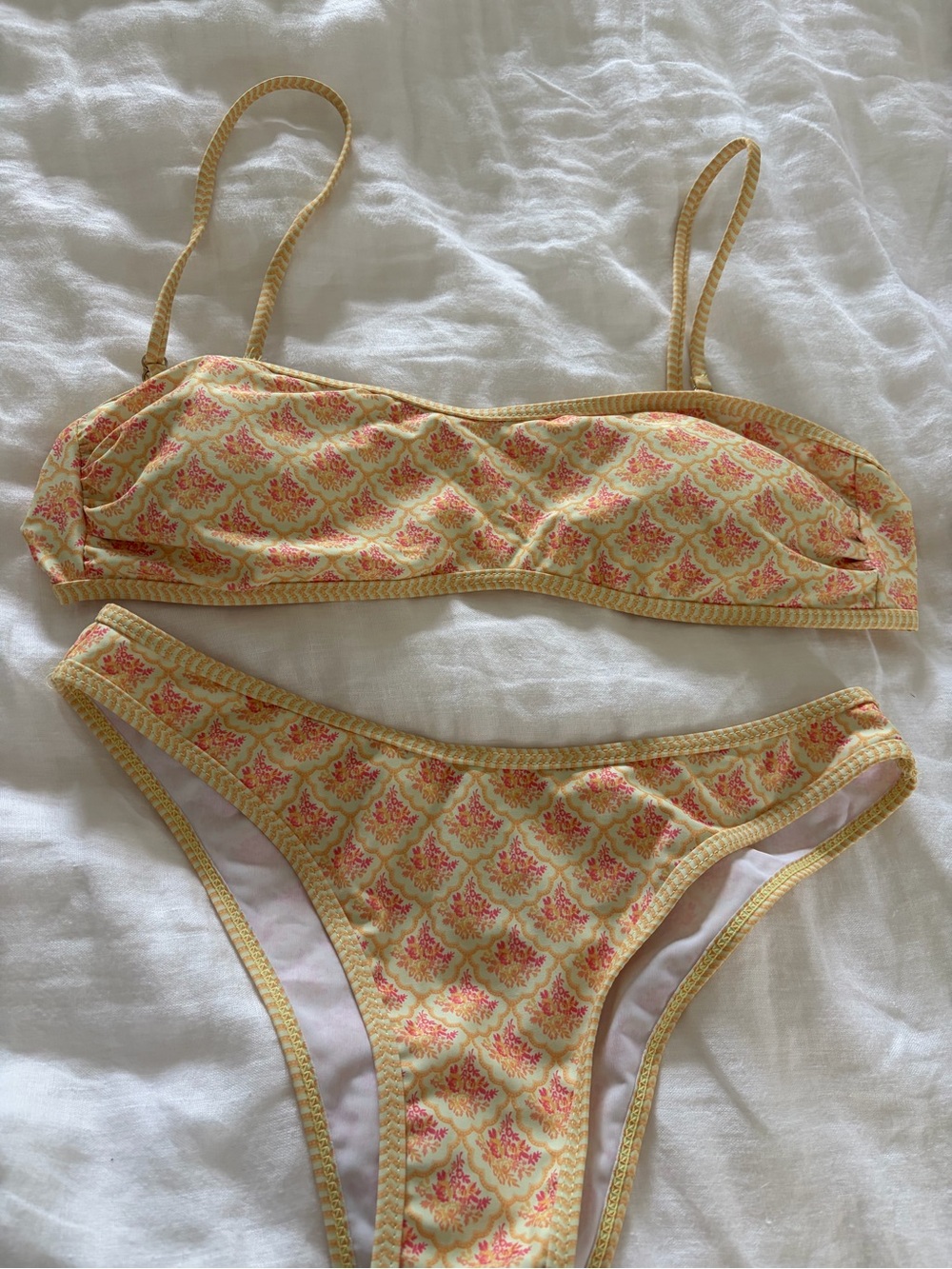 Yellow Floral Print Bikini Set